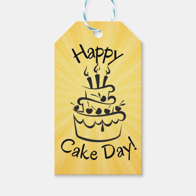Märkrn lycklig Cake Day Gift Presentetikett (Framsidan)