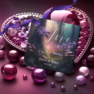 Märkrn Magic Enchanted Forest Wedding Favor Gåvor Etiketter