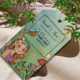 Märkrn Magic Woodland Fairy First Birthday Gift Presentetikett