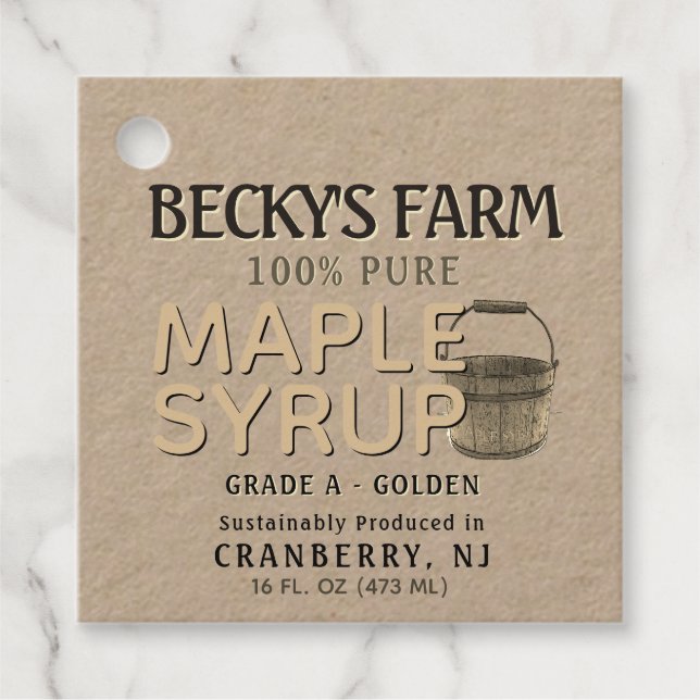 Märkrn Maple Syrup Kraft Nutrition Facts Bucket Gåvor Etiketter (Framsida)
