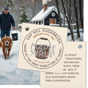 Märkrn Maple Syrup Sap Bucket Editable Product Gåvor Etiketter