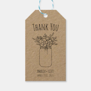 Märkrn Mason Burk Bouquet Tack Wedding Favor Presentetikett