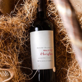 Märkrn Merry och Bright Helgdag Gift Vinflaska Etikett