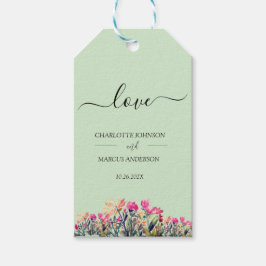 Märkrn Mint Favor Gift med dubbla-Blommigt Presentetikett