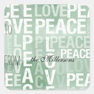 Märkrn Mint Watercolor Ombre Kärlek Peace Gift Fyrkantigt Klistermärke