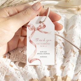 Märkrn Mocha Bow Shower Favor Gift Presentetikett