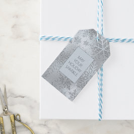 Märkrn Modern isblått Snöflingor Gift Presentetikett