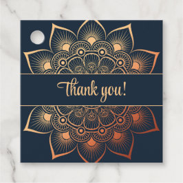 Märkrn Modern Navy Blue Peach Mandala Gåvor Etiketter