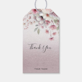 Märkrn Modern Rosa White Blommigt Gift Presentetikett