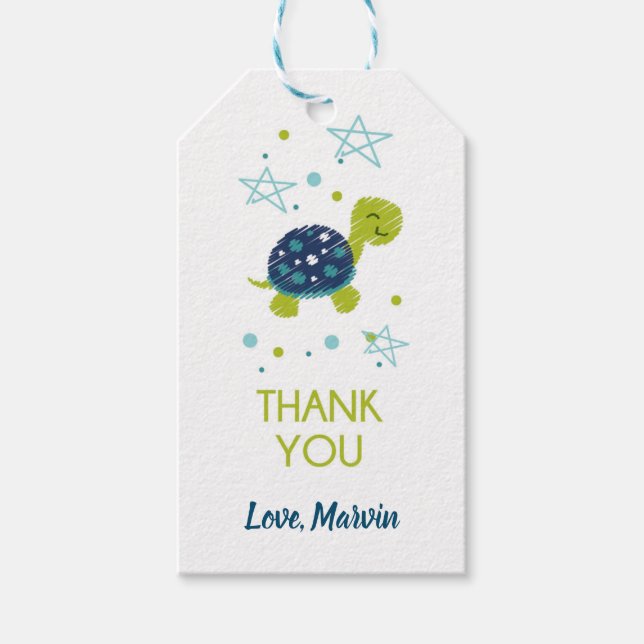 Märkrn mörk blått Star Turtle Gift Presentetikett (Framsidan)