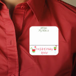 Märkrn Namn Badge vid jul Cocktail Party Fyrkantigt Klistermärke<br><div class="desc">*** Köp Avslutat Projektionsyta när du använder det här klistermärket som namn bricka*** Denna utformning kan vara personlig i det område som tillhandahålls genom att ändra foto och/eller text. Du kan också anpassa den genom att klicka på Anpassa den här mallen och sedan välja klicka för att anpassa ytterligare alternativ...</div>