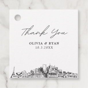 Märkrn Nashville Landmarks Wedding Favor Gåvor Etiketter