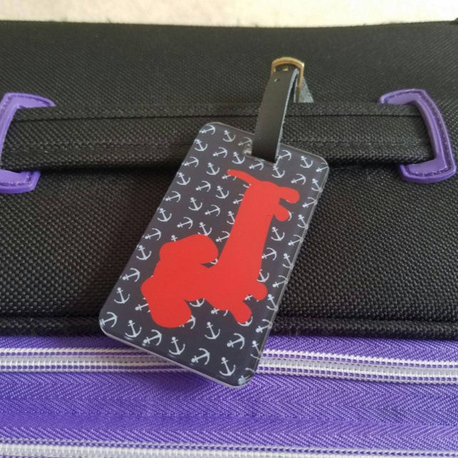 Märkrn Nautical Dachshund Luggage Bag Bagagebricka (Nautical dachshund luggage bag tag)
