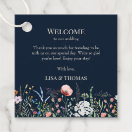 Märkrn Navy Blue Wildblommor Meadow Welcome Gift Gåvor Etiketter