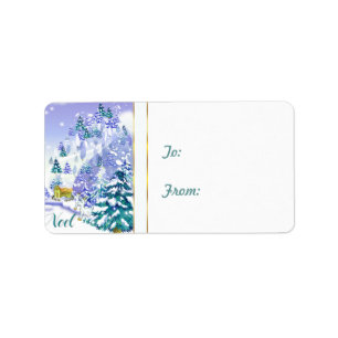 Märkrn Noel Winter Scene julgoat Gift Adressetikett