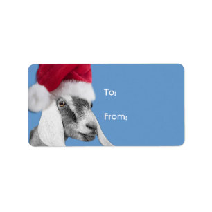 Märkrn Nubian Goat Santa Goat jul Gift Adressetikett