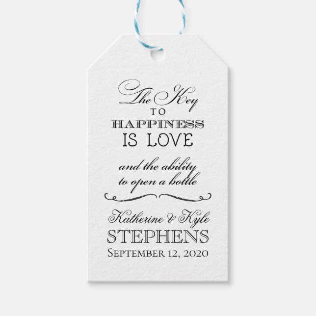 Märkrn nyckel till lycka till med öppningsbröllops presentetikett (Framsidan)