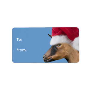 Märkrn Oberhasli Goat Santa Goat jul Gift Adressetikett