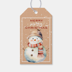 Märkrn om julgåva från lycklig Helgdag i Snögubbe Presentetikett