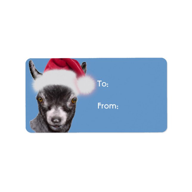 Märkrn Pygmy Goat Santa Goat jul Gift Adressetikett (Framsidan)