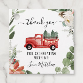 Märkrn Red jul Winter Lastbil Tack Gåvor Etiketter