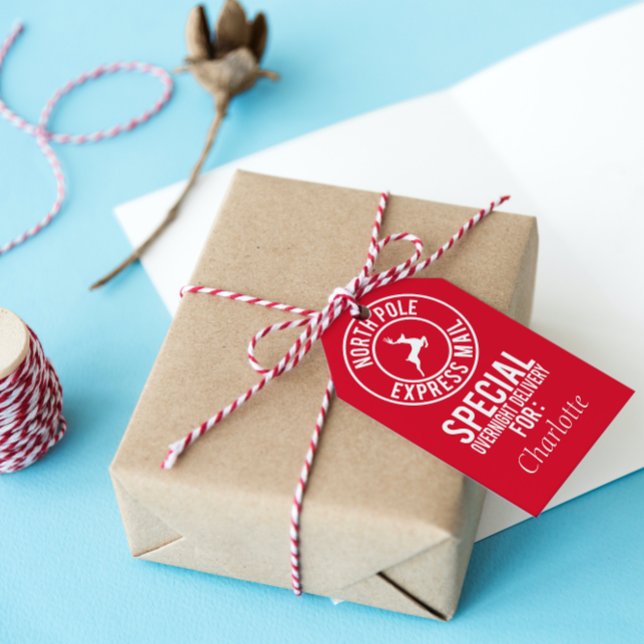 Märkrn Red & White North Pole Delivery Namn Gift Presentetikett (Get organized and add charm to your gifts with these adorable Christmas gift tags!)