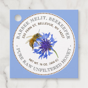 Märkrn Redigerbar honungsbeskrivning Blue Flower B Gåvor Etiketter