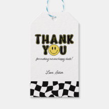 Märkrn Retro One Lycklig, första födelsedag Tack