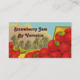 Märkrn Retro Strawberry Art Recipe - affärsmall Visitkort