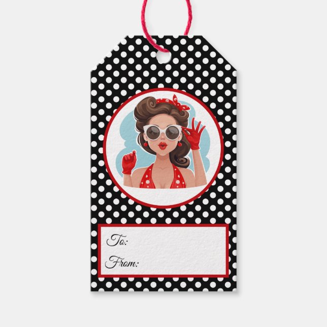 Märkrn Retro Woman Gift Presentetikett (Framsidan)