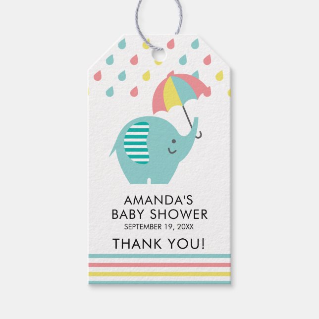 Märkrn roligt ELEPHANT Baby Shower Favor Gift Presentetikett (Framsidan)