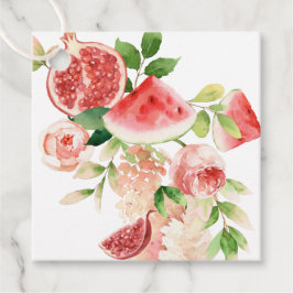 Märkrn Rosa Flowers och Fruits Gift Gåvor Etiketter