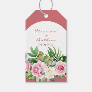 Märkrn rosa ros Wedding Favor Gift Presentetikett