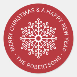 Märkrn "Rund Stickers" för dagens "Snowflake-julkl Runt Klistermärke