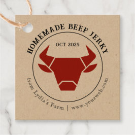 Märkrn Rustic Beef Jerky med Bull Silhouette Gåvor Etiketter