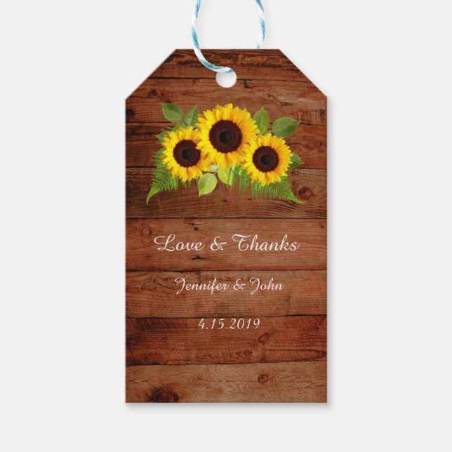 Märkrn Rustic Fern SunblommWedding Favor Gift Presentetikett (Framsidan)
