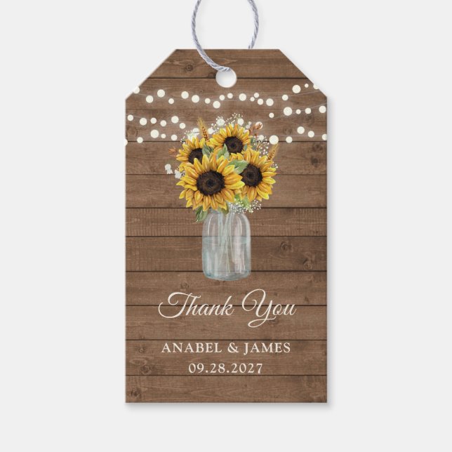 Märkrn Rustic Wood Sunwers Mason Burk Gift Presentetikett (Framsidan)