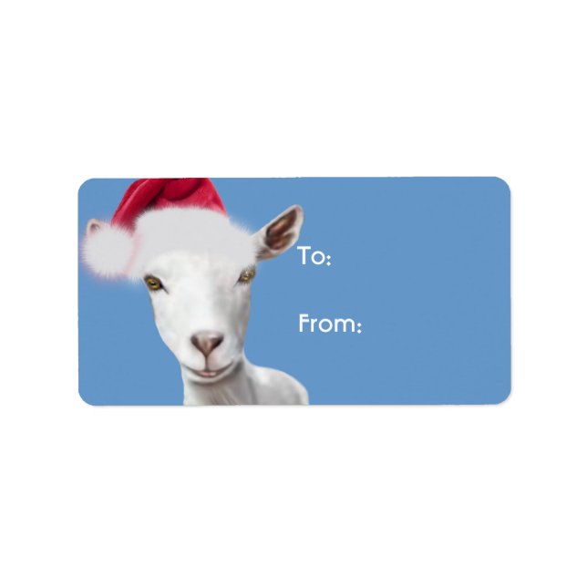 Märkrn Saanen Goat Santa Goat jul Gift Adressetikett (Framsidan)