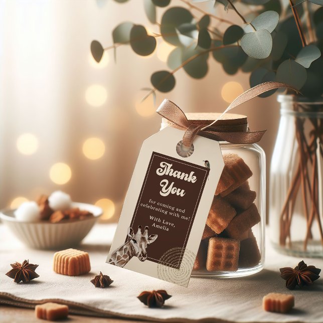 Märkrn Safari Giraffe Baby Shower Favor Tack Presentetikett (Skapare uppladdad)