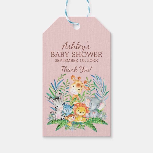 Märkrn Safari Jungle Baby Shower Favor Gift Presentetikett (Framsidan)