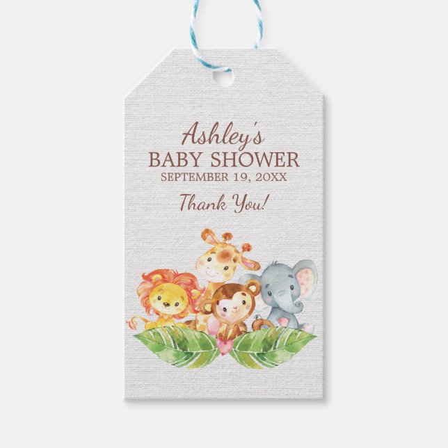 Märkrn Safari Jungle Baby Shower Favor Gift Presentetikett (Framsidan)