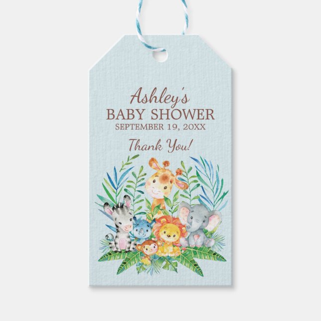 Märkrn Safari Jungle Baby Shower Favor Gift Presentetikett (Framsidan)