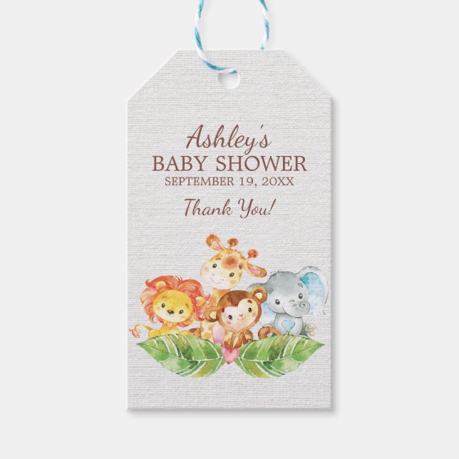 Märkrn Safari Jungle Boys Baby Shower Favor Gift Presentetikett (Framsidan)