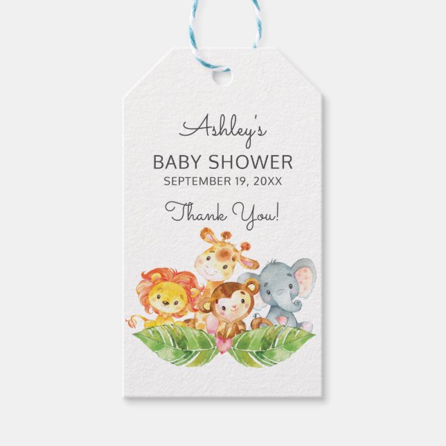 Märkrn Safari Jungle Girls Baby Shower Favor Gift Presentetikett (Framsidan)