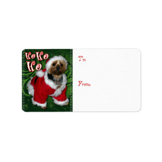 Märkrn Santa Yorkie Gift Adressetikett