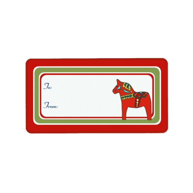 Märkrn Scandinavian Dala Horse Gift Adressetikett (Framsidan)