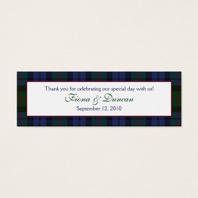 Märkrn Scottish Play Baird Tartan Wedding Favor Litet Visitkort (Framsidan)