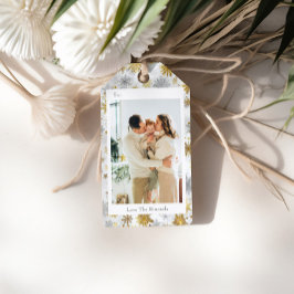 Märkrn Silver & Guld Snowflake Photo Helgdag Gift Presentetikett