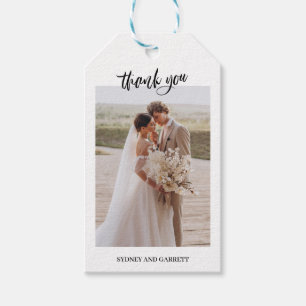 Märkrn Simple Script Bröllop Photo Tack Gift Presentetikett