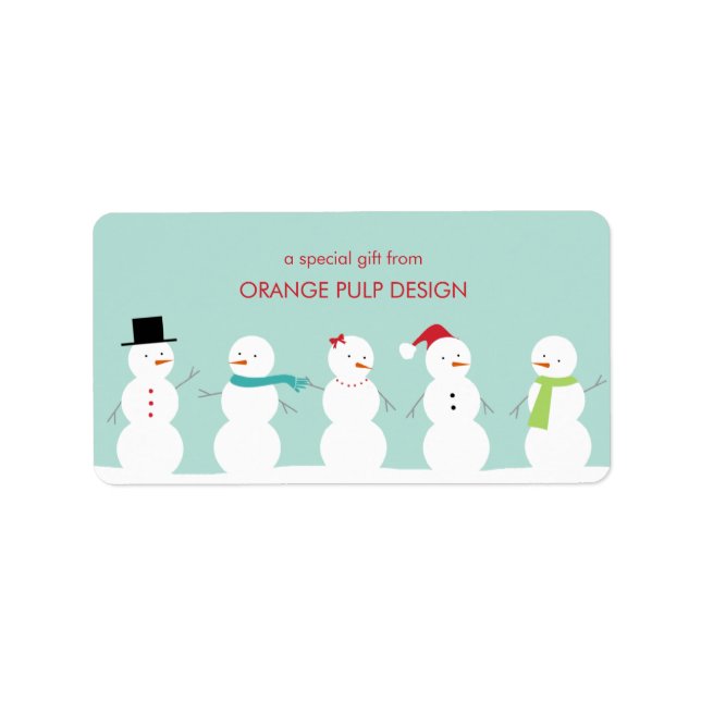 Märkrn Snögubbe Helgdag Gift/favoritfästen Adressetikett (Framsidan)